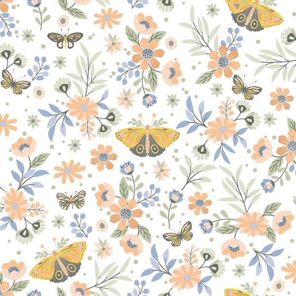 Manhattan Comfort Kennedy Zev Coral Butterfly 33 ft L X 209 in W Wallpaper BR4060-58105 - main